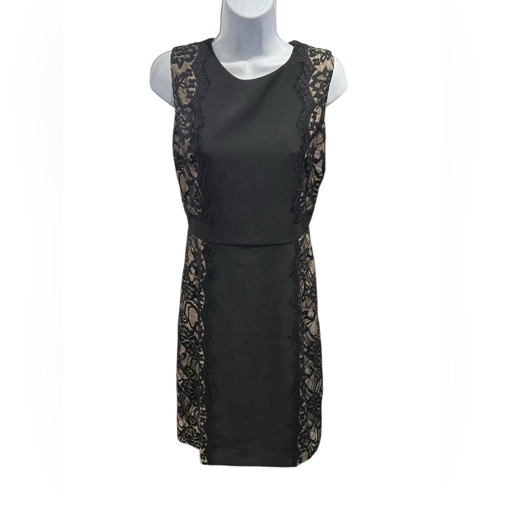 J.Crew Black Lace Panel Sheath Dress Size 4 Sleeveless